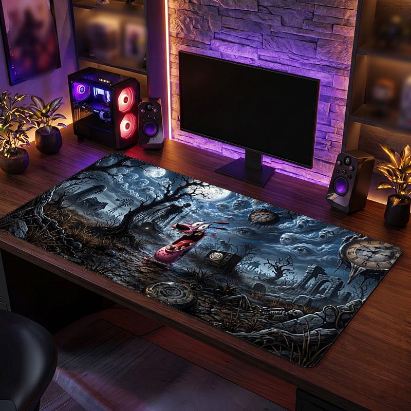 Big Mouse PadCourage the Cowardly Dog Extended Soft Desk Mat Gaming Office Computer Table Decor Mat