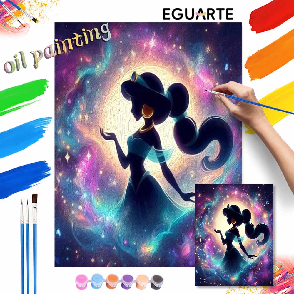Disney Oil Painting Kit Galaxy Jasmine Home Decor Craft Perfect Gift Idea for Adults