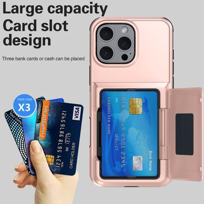 New Wallet Card Slot 180 ° Flip Bracket Solid Color Phone Case For iPhone 16 Pro Max 14 11 12 13 15 Pro Max Bumper Back Cover