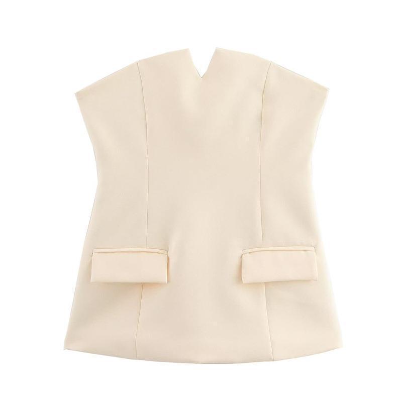 

2025 Spring/Summer European & American Style Strapless Slimming Top for Women Extra Small