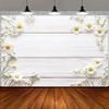 2D Daisy Wood Board Backdrop - White Floral Photography Background Banner