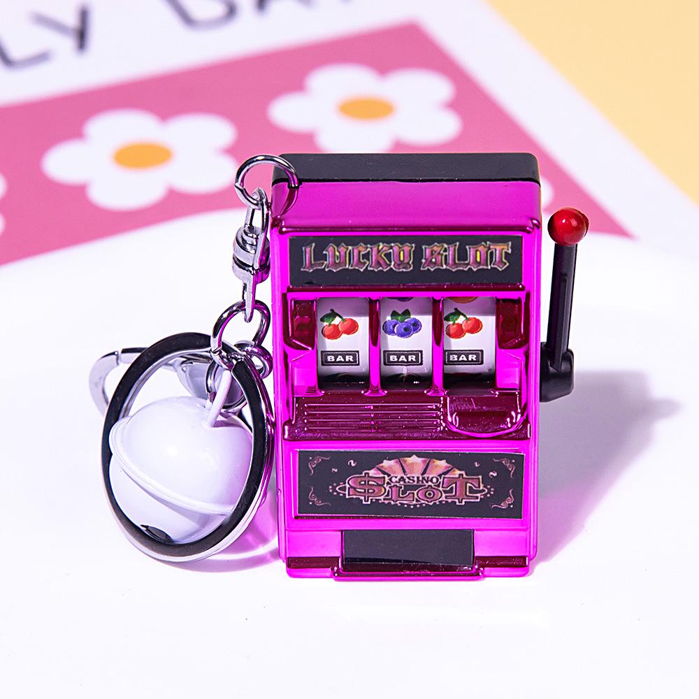Retro Joystick Fruit Machine Keychain: Playable Spin Wheel Pendant Toy