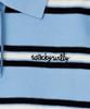 WACKY WILLY Women'S Striped Collared Short Sleeve Knit Sky Blue