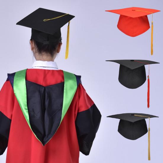 Mortarboard Tassels Solid Color Classic Design Square Board Breathable Decorative Comfortable Unisex Graduation Party Hierophant Hat Headwear