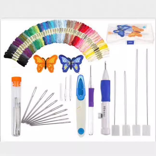 Hot-Selling Cross Stitch Embroidery Punch Needle Tool and Flower Design Set