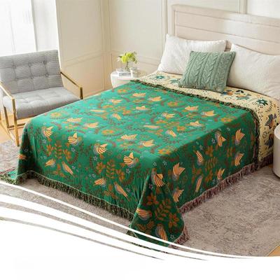 Boho Throw Blanket-100% Cotton Soft Rustic Quilt-Fall Blanket Bird Floral Printed Decor Large Bed Blankets,All Season Throw for Sofa Couch Chair