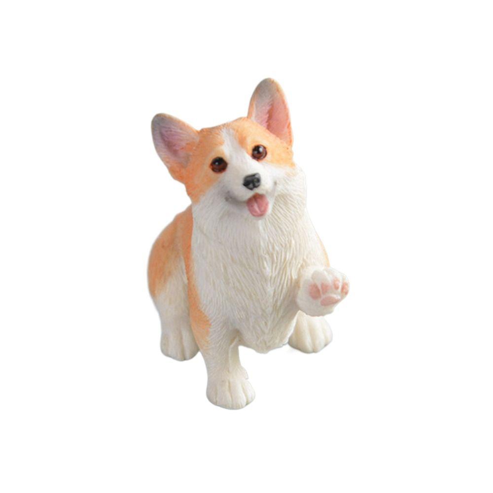 Gift for Kids Resin Figures Dog Doll Miniature Figurines Car Ornament Corgi Model Simulation Dog