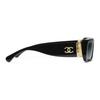 Chanel 24K Rectangular Sunglasses With Lettered Temples Unisex Sunglasses Black CH5534A-C622S8