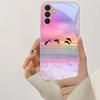 Beautiful Dolphin Metallic Glass Phone Case Suitable for Samsung GalaxyS26 S25 S24 S22 S21 S20FE/Ultra/Plus Anti Drop Rear Cover