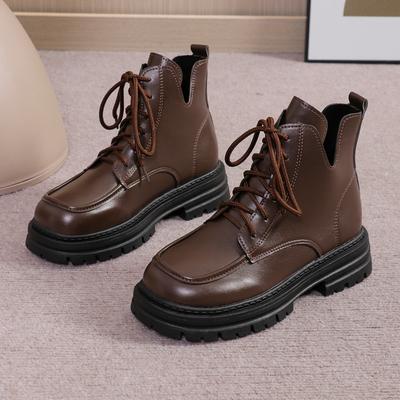 Μόδα Γυναικείες Μπότες Χειμώνας Πλατφόρμα Δέσιμο με Κορδόνια Μόδα Μπότες Μεγάλα Μεγέθη Μποτάκια Μοντέρνα Εξωτερικού Χώρου Στρογγυλή Μύτη Διάτρητα Καυτά Παπούτσια για Γυναίκες