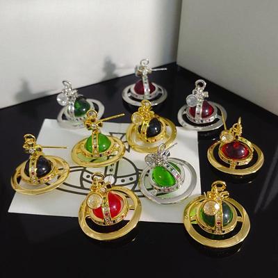 Brincos Elegantes da Imperatriz Viúva Cixi Órbita de Saturno 3D Transparentes