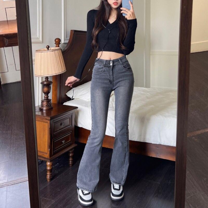 Podzim Jaro Skinny Jeans Ženy Džínové kalhoty Vintage Přiléhavé kalhoty Móda Dámské Tenké Elastické Ležérní kalhoty s rozparkem