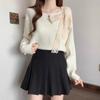 The New Autumn Casual, Stylish and Versatile Lace Patchwork Commuting Sweet Knitted Sweater, Square-neck Sweater for Women