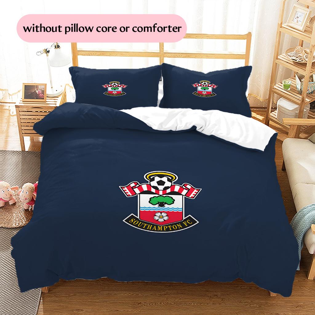 Southampton F.C Vzorovaná Sada Povlečení Prošívaná Přikrývka Domácí Dekorace Dárek (1 * povlak na peřinu + 2 * povlak na polštář bez jádra)