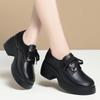 fashion 2024 Elegant Versatile Lace Up Comfortable Soft Leather Thick-Soled Woman New Retro Thick Sole High Heel Casual Single Shoes