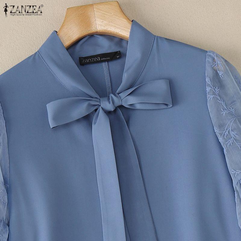 ZANZEA Damen Freizeitspitze Spleiß Halber Ärmel Lockere Bluse