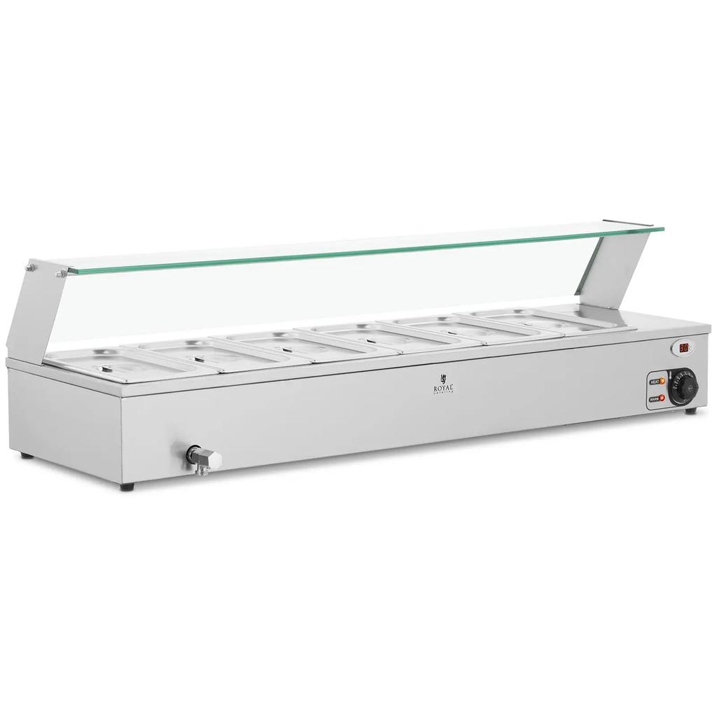 Wasserbad Speisenwärmer, Warmhaltebuffet mit Haube 6 x GN 1/3 2100 W