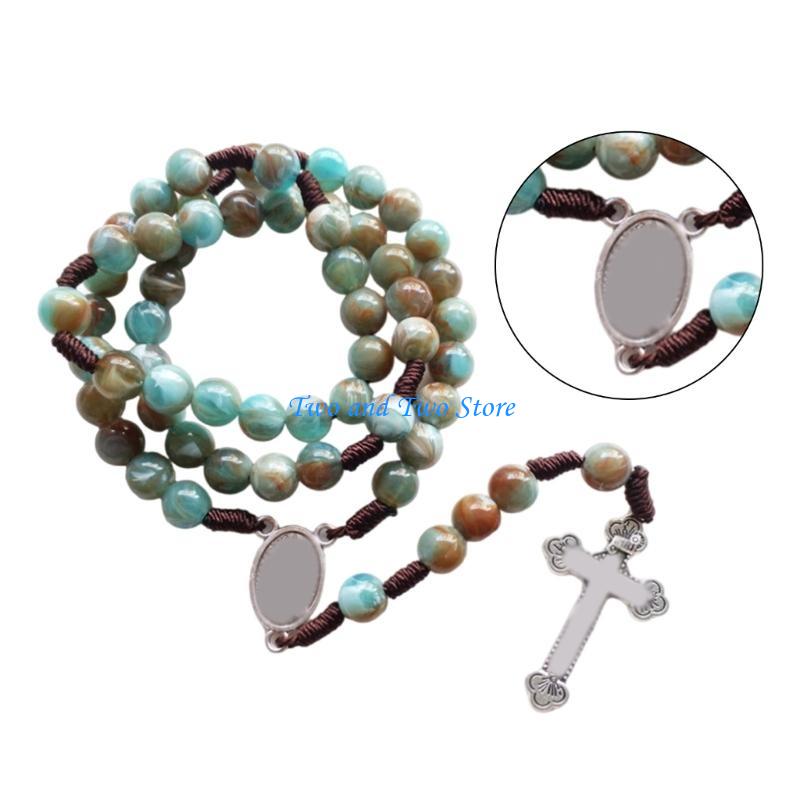 HX6F Bunte Glas-Gebetsperlen Islamisches Rosenkranz-Armband Handgeknüpfte Perlen für Männer und Frauen