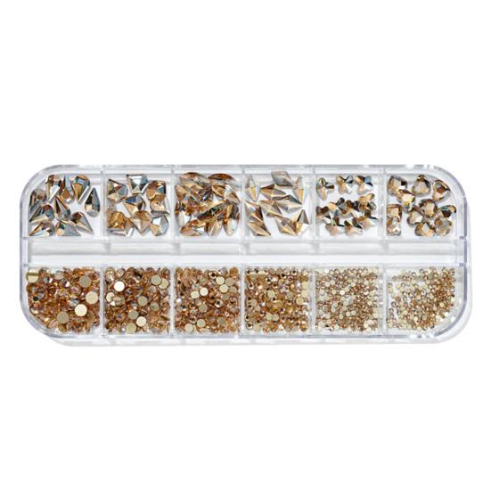 12Grids/Box Nail Art Rhinestone Flat Back Non-Drop Lightweight Mixed Colorful AB Nail Art Glitter Decorations for Manicure