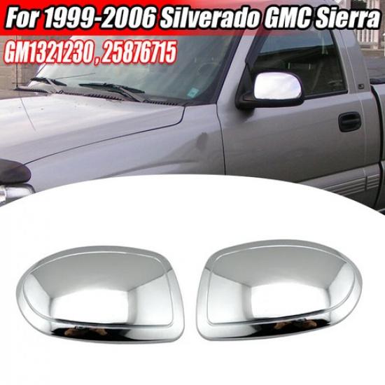 For 1999-2004 2005 2006 Chevy Silverado GMC Sierra Chrome Mirror COVERS Overlay