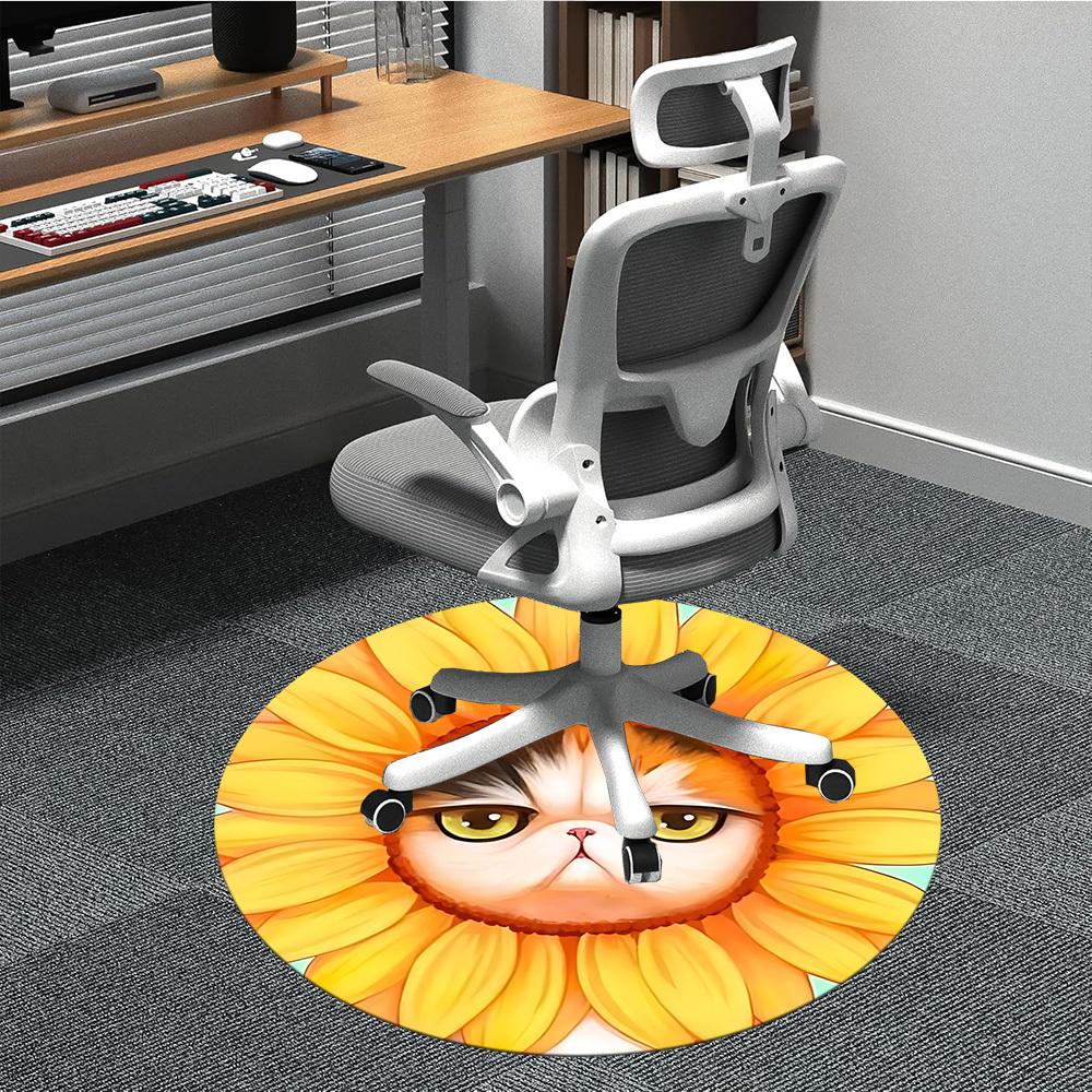 

1pc Cat Sunflower Carpet for Office, Non-slip, Soft and Durable Office Rug, Perfect for Office yy260128079 80cm by 80cm