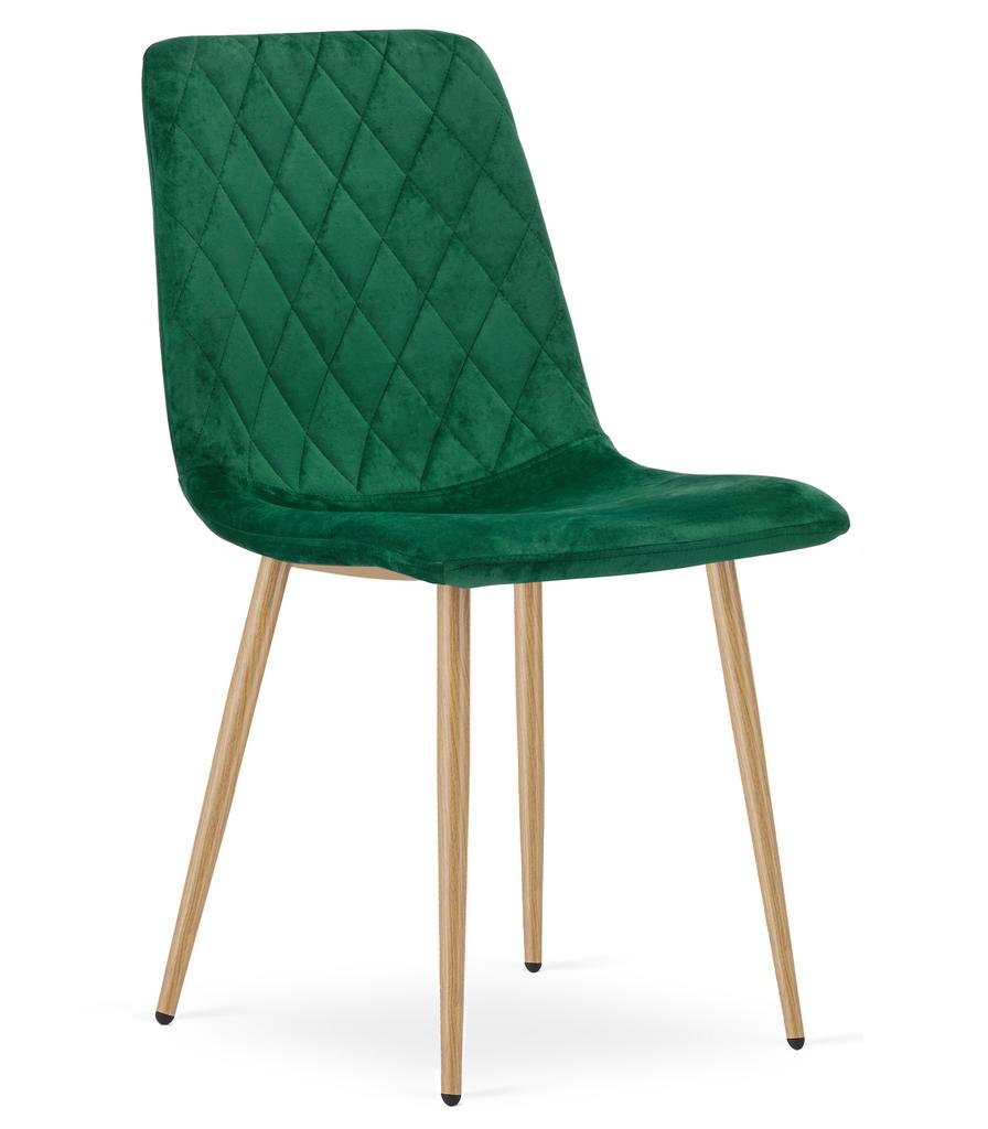 Turin Chair - Dark Green Velvet / Wood-Colored Legs X 4