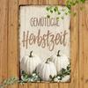 Vintage Style Rustic Autumn Decor Wood Sign Pumpkin Floral Design Farmhouse Wall Art
