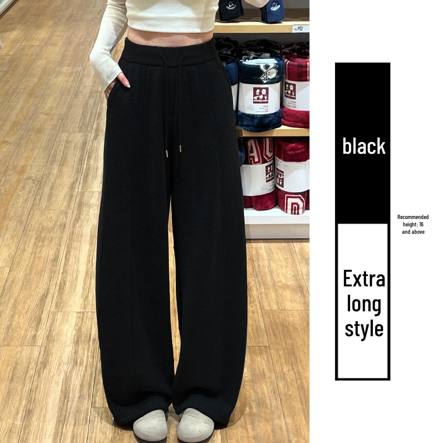 Women s High-Waist Yellow Fleece Straight-Leg Pants - Autumn/Winter Slimming Drape with Plus Velvet. XL