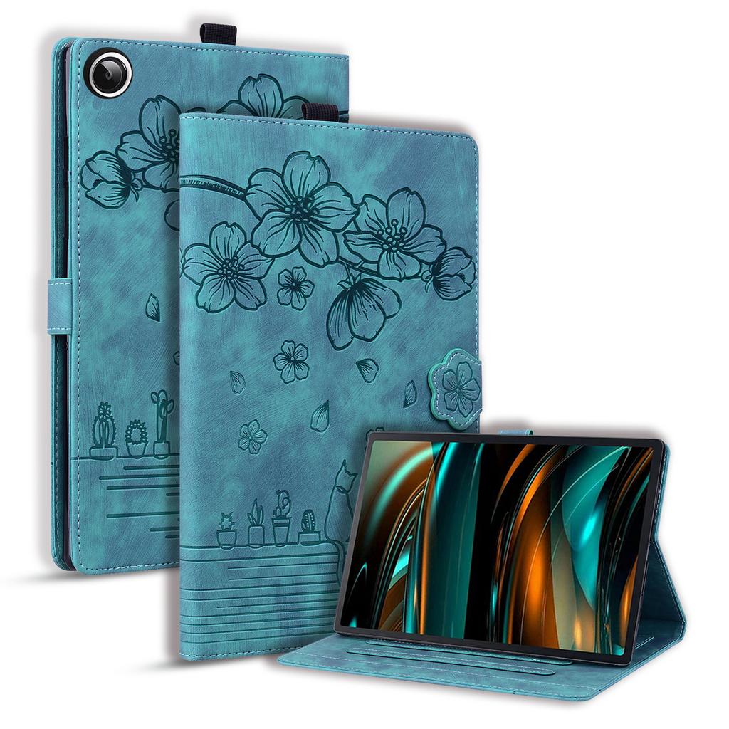 Pro Samsung Galaxy Tab A11 X133 X130/Tab A9 Pouzdro Sloty na karty Kožený Stojan pro tablet Folio Kryt Květinový Kočka