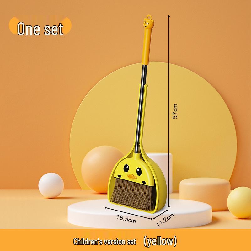 Little Yellow Duck Kids' Broom & Dustpan Set - Child's Cleaning Toy for Kindergarten & Home