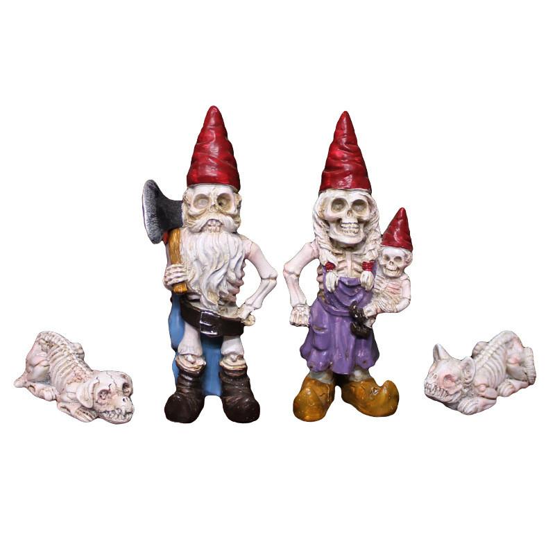 Halloween Skeleton Dwarf Resin Micro Landscape Garden Ornament For Celebration And Decor