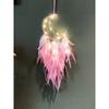 Dream Catcher Pink Feather Wind Chime Hand-made Outdoor Garden Curtain Hanging Ornaments Birthday Christmas Gift Home Decoration