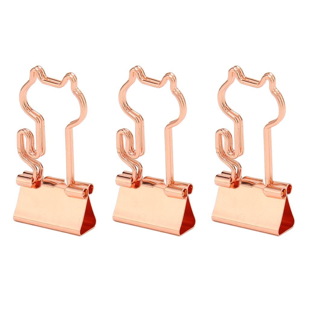 100 Pcs  Clips Metal Hollow Cat Shape  Gold Small  Clips for Office Documents Certif