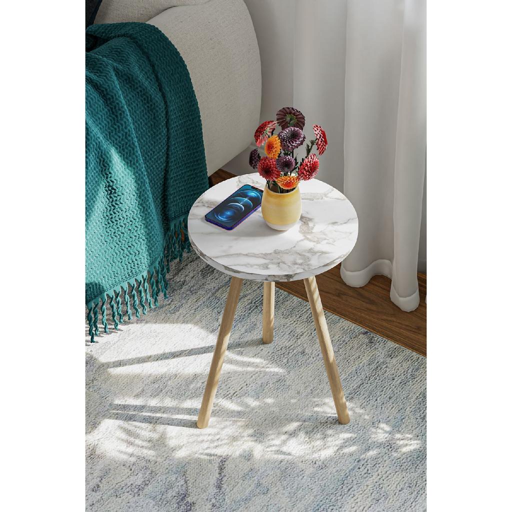 Round Side Coffee Table Single Nesting Coffee Table With Wooden Legs