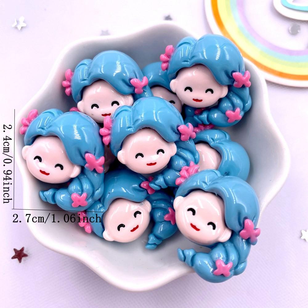 Resin Colorful Kawaii Sister Princess Flat Back Cartoons Figurines 10PCS Scrapbooks DIY Phone Decor Bow Accessories Crafts OM428