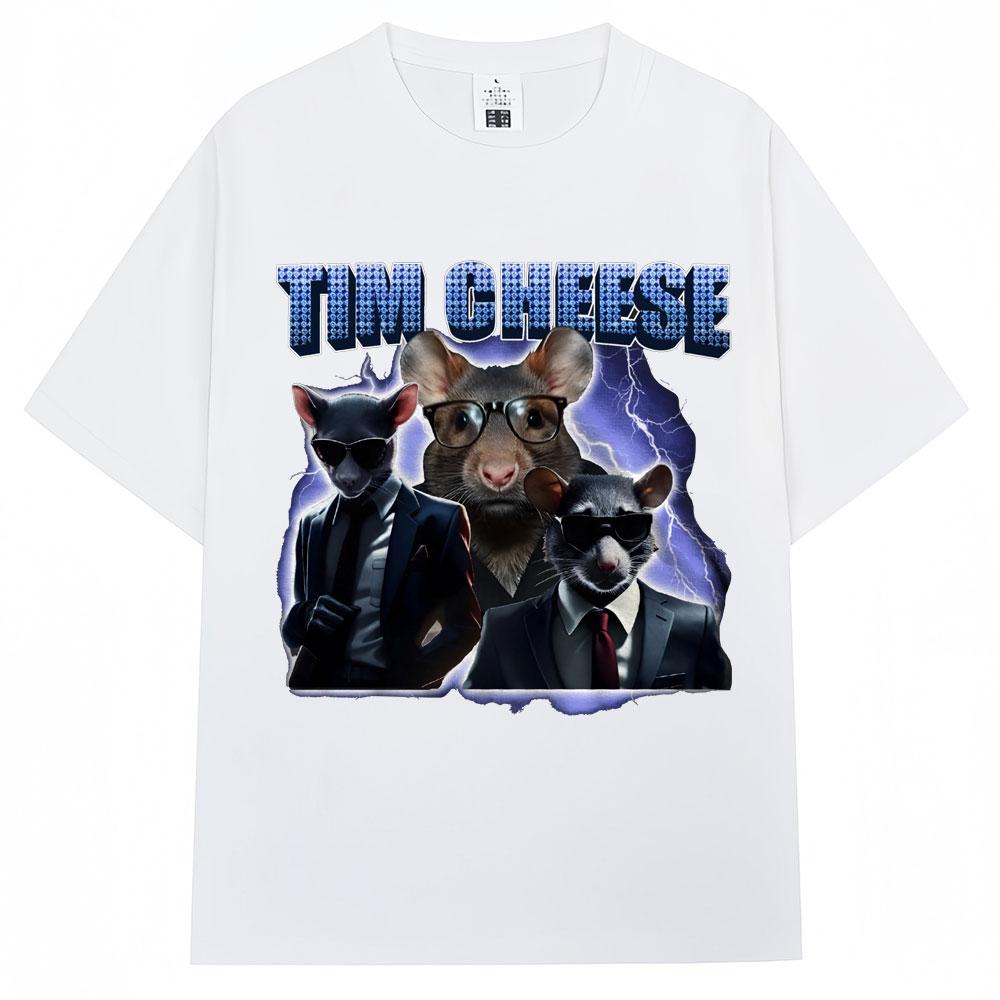 Tim Cheese Funny Rat Meme Graphic T Shirts Fashion Vintage Men Women Tshirt Casual Cotton Oversized Tshirts Male Streetwear