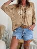 Cardigan lavorato a maglia da donna con scollo a V, intagli a forma di diamante e maniche a pipistrello, per la primavera/estate europea