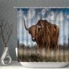 Animal Cow Shower Curtains Art 3D Printing Long Yak In The Grass Natural Scenery  Bath Curtain Polyester Cloth Bathroom Decor