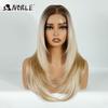 Elegantní syntetické paruky s krajkou vpředu pro ženy 13x3 Rovná krajková paruka Předvytrhaná vrstvená paruka Ombre blond hnědá bílá Cosplay paruka