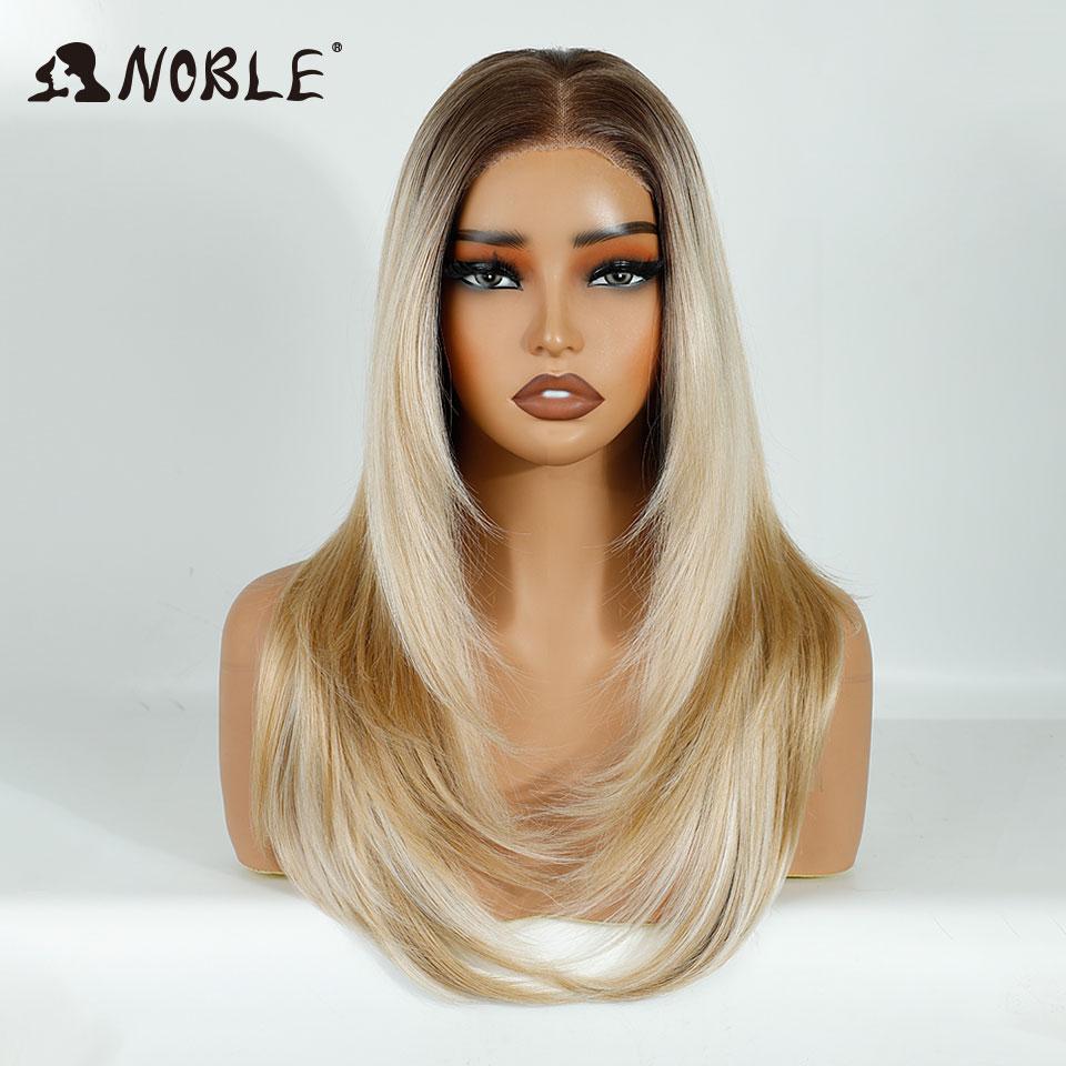 

Noble Synthetic Lace Front Wigs For Women Straight Pre Plucked Layered Wig 13x3 Frontal Wigs Ombre Blonde White Cosplay Lace Wig (as the picture,20inches&150%)