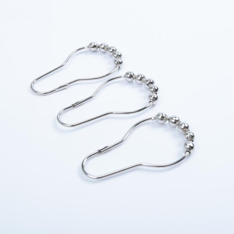12pcs Rusts Resistant Stainless Steel Bath Curtain Hooks Rustproof 5 Beaded Shower Rod Hook Bathroom Accessories