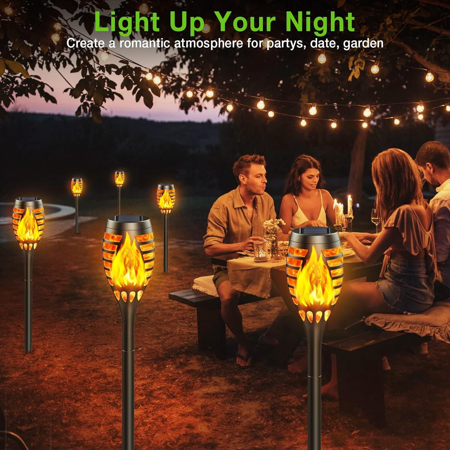 

10 Pack Solar Torch Lights Outdoor Flickering Flame for Halloween Yard Patio Lawn Decor - Waterproof Solar Garden Lights United States