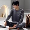 Pajamas Men'S Autumn And Winter Island Fleece Fleece Spring And Autumn Coral Fleece Thin Fleece Homewear Set