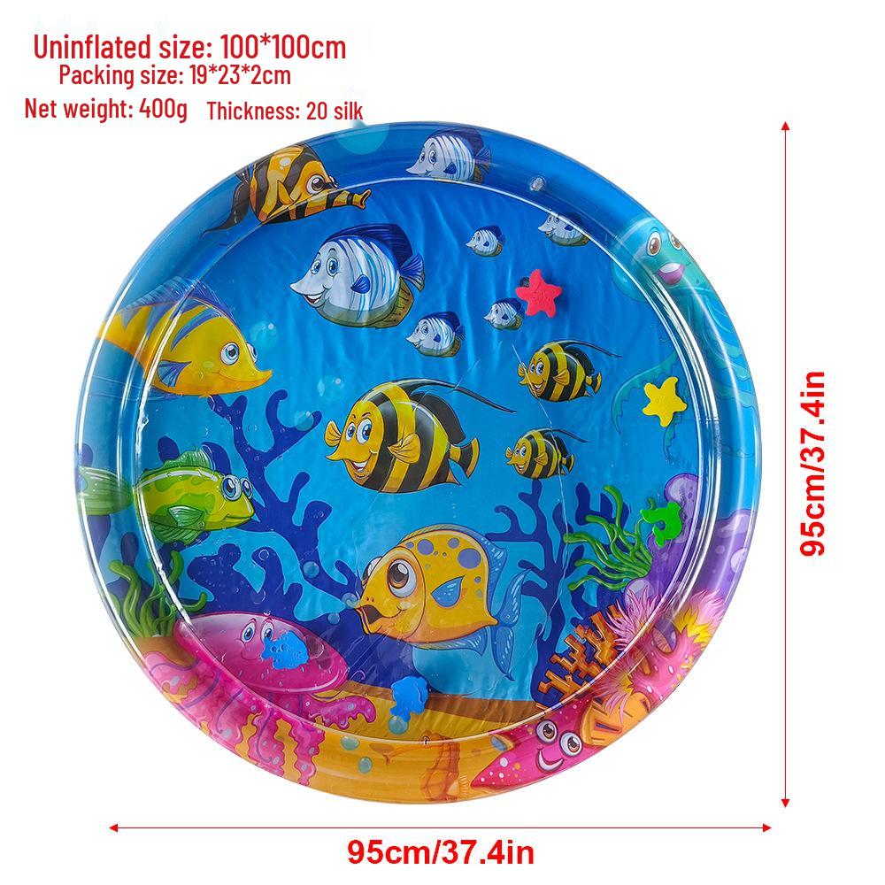 Inflatable Round Pat-Pat Water Mat for Babies & Toddlers - Marine Life Crawling Play Mat