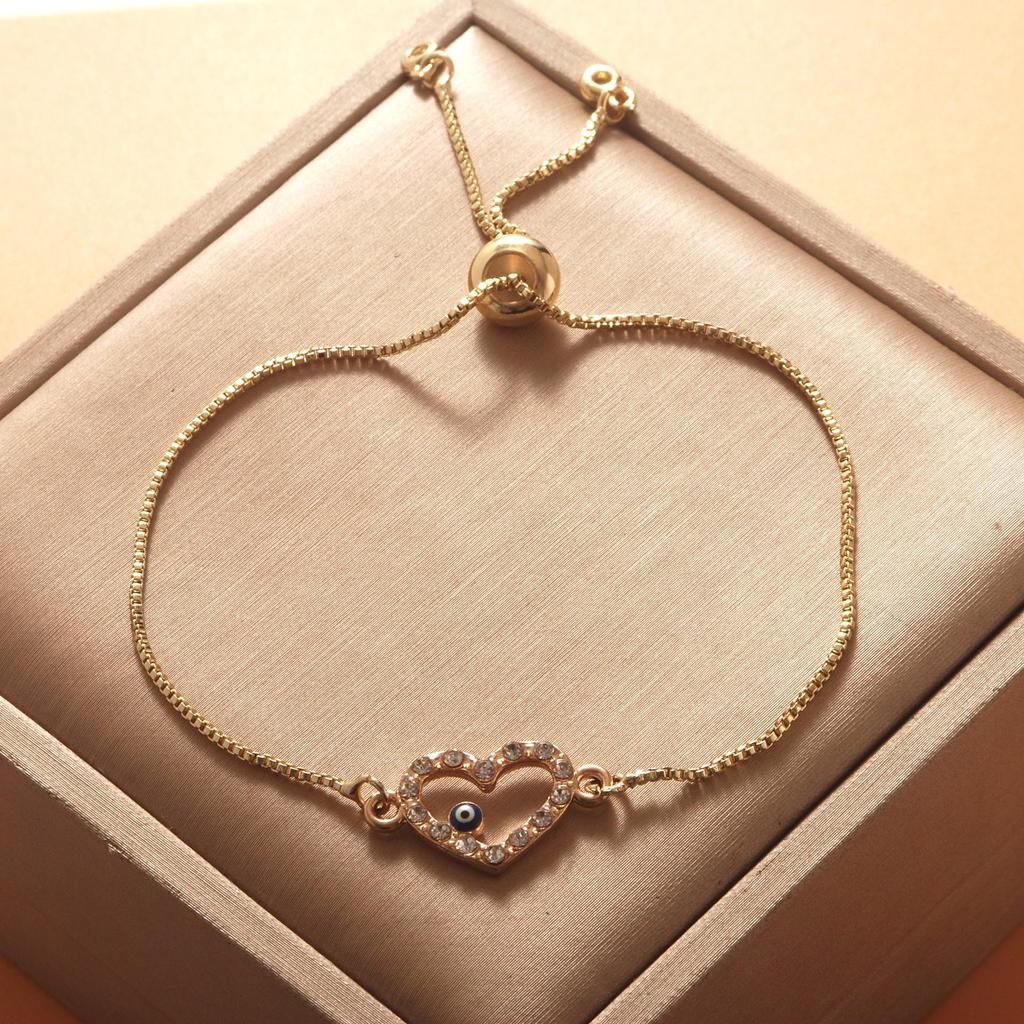 Verstellbares Strass-Herzaugen-Armband für Damen – Einfache Mode mit südostasiatischem Flair