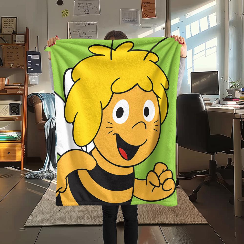 Maya the Bee Print Flannel Blanket,High Quality Comfortable for All Seasons,Home Decor,Warmth and Comfort,Perfect for Christmas Gifts