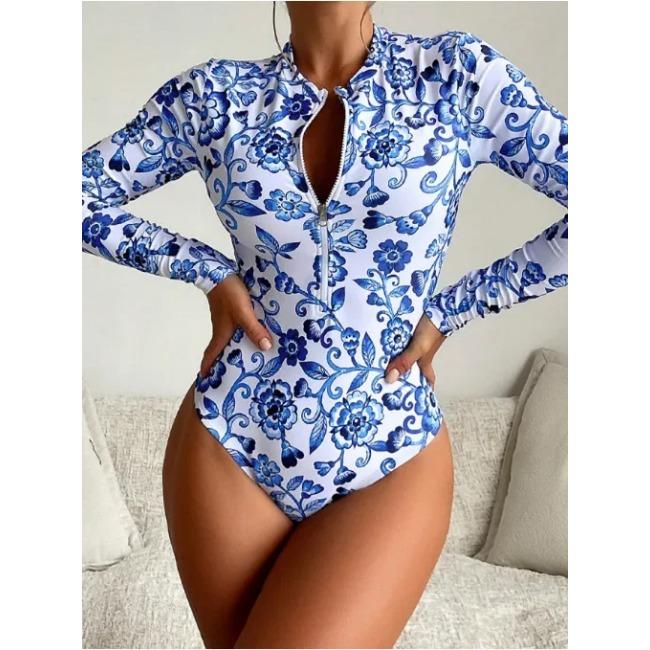 

Женские сексуальные купальники, цельные купальные костюмы, принтованные серфинговые костюмы, пляжная одежда, модные бикини, купальники для женщин, новые XL светло-синий