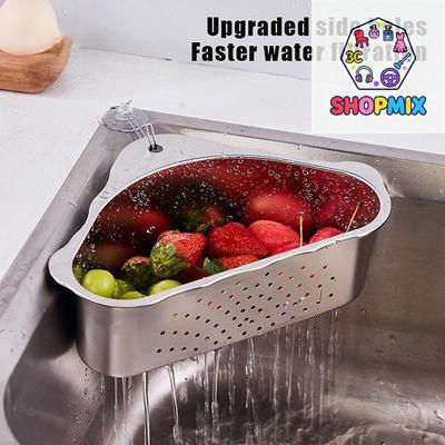 304 Stainless Steel Corner Sink Strainer Drain Basket Kitchen Gadget Racks Holders Storage Ganizer Vegetable Drainer