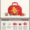 Auspicious Horse Ceramic Tea Set with Lotus Incense Gift Set