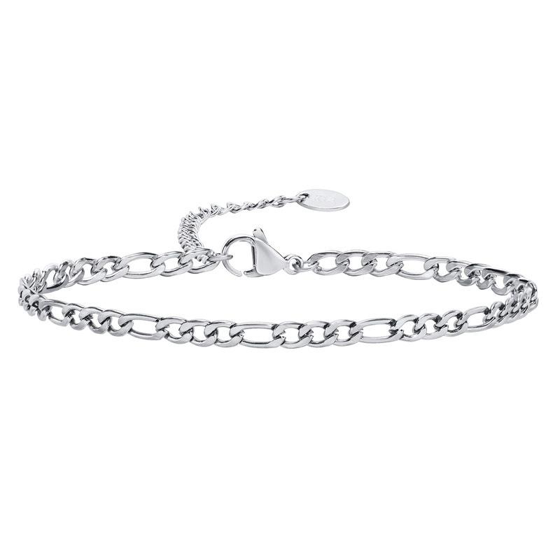 

3mm Figaro Chain Bracelet Stainless Steel Gold Plated for Women Adjustable Link Jewelry Gift